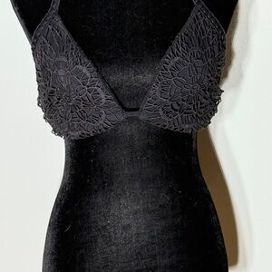 Shade & Shore Black Floral Lace Bralette